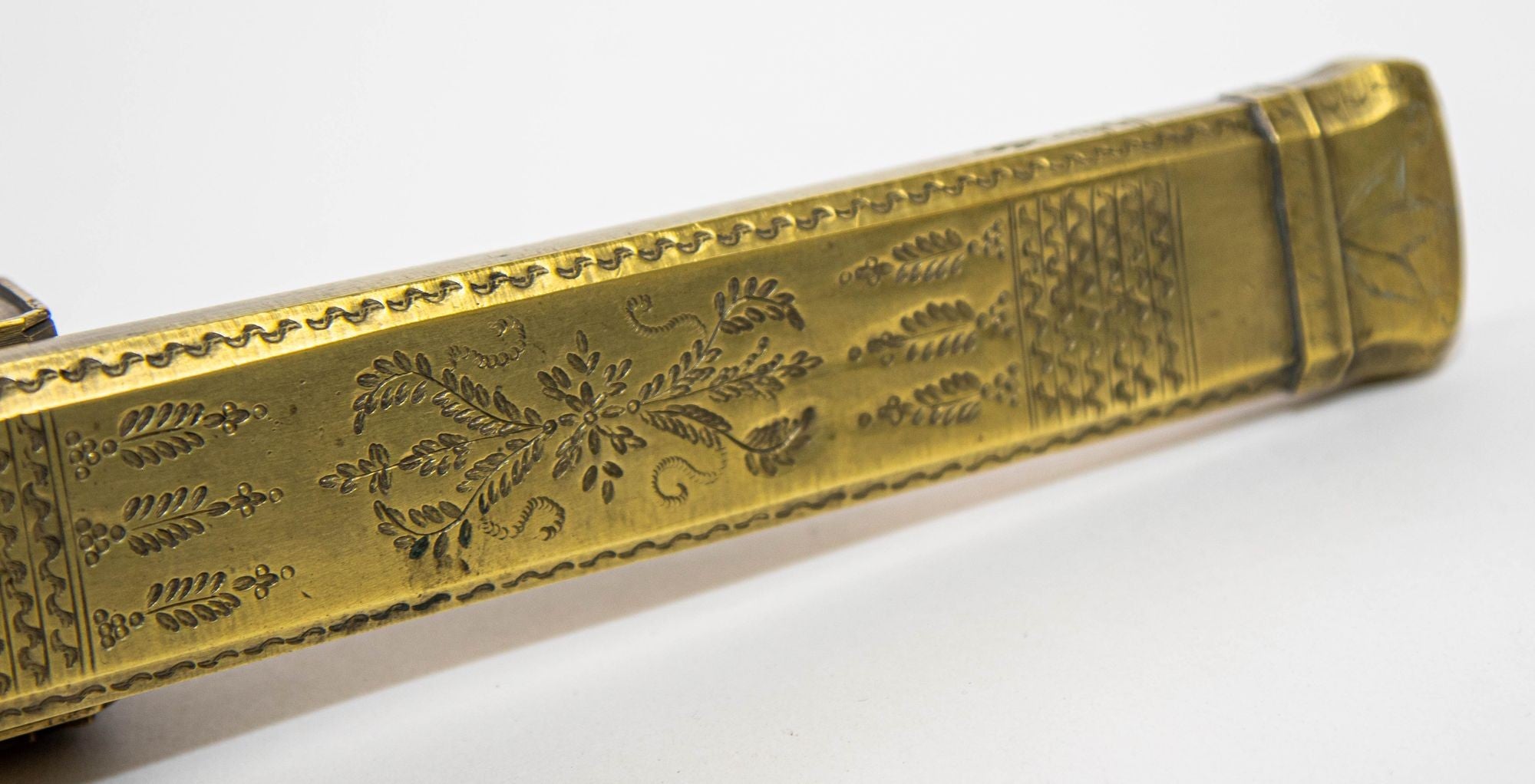 Antique Middle Eastern Islamic Brass Inkwell Qalamdan Circa 1850