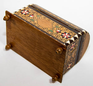 Moorish Spain Arch Top Wood Inaid Marquetry Jewelry Box