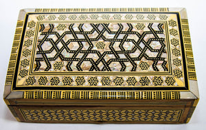 Middle Eastern Moorish Mother of Pearl Inlaid Marquetry Jewelry Box