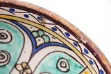 Antique 19th C. Moroccan Ceramic Bowl Polychrome Footed Dish Fez