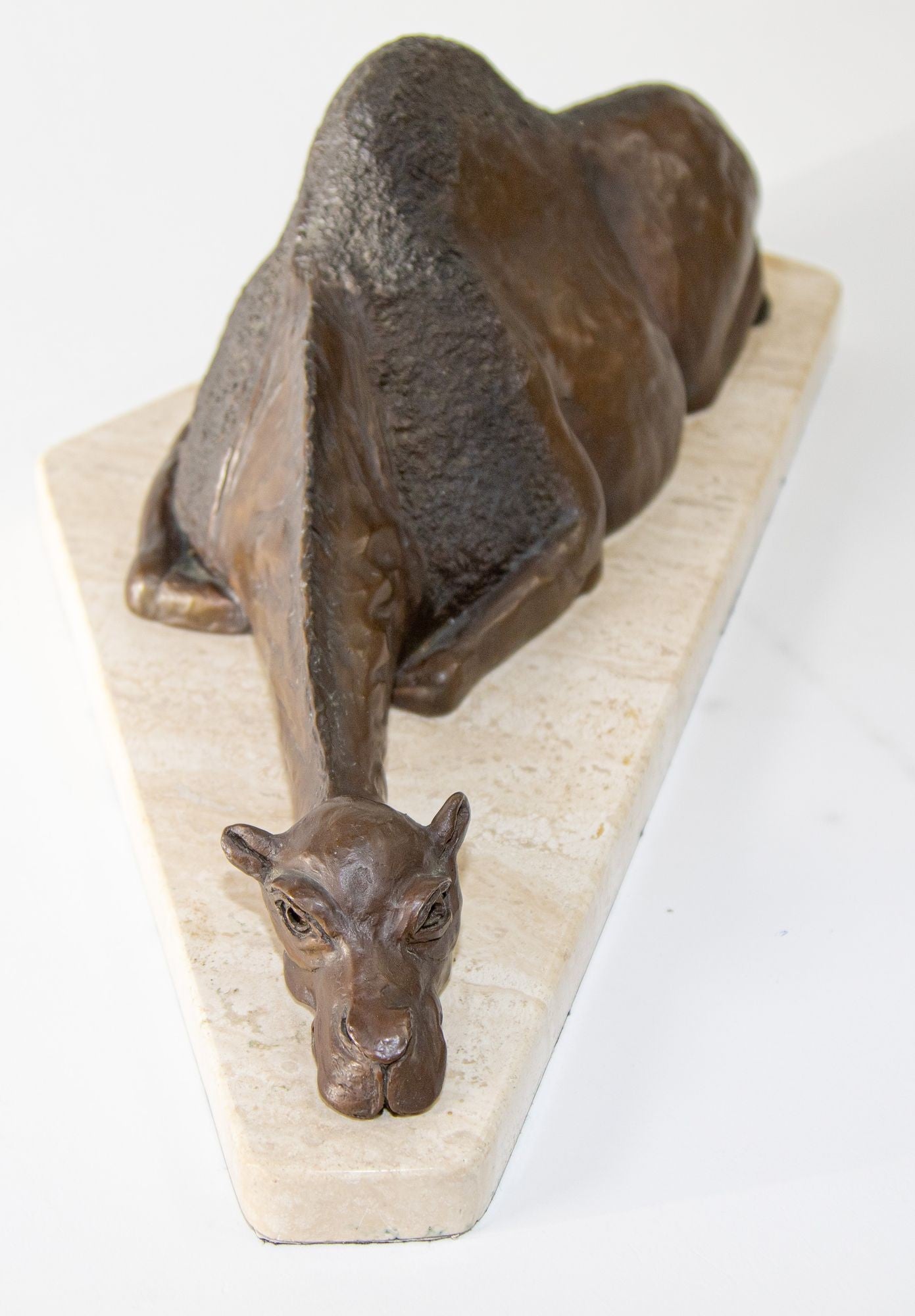Bronze Resting Camel Sculpture on Marble Stand French School