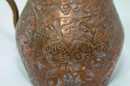Islamic Persian Copper Pitcher Antique 19th Century Middle Eastern Ewer