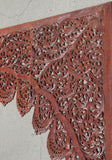 Asian Hand-Carved Wooden Architectural Arched Wall Door Panel