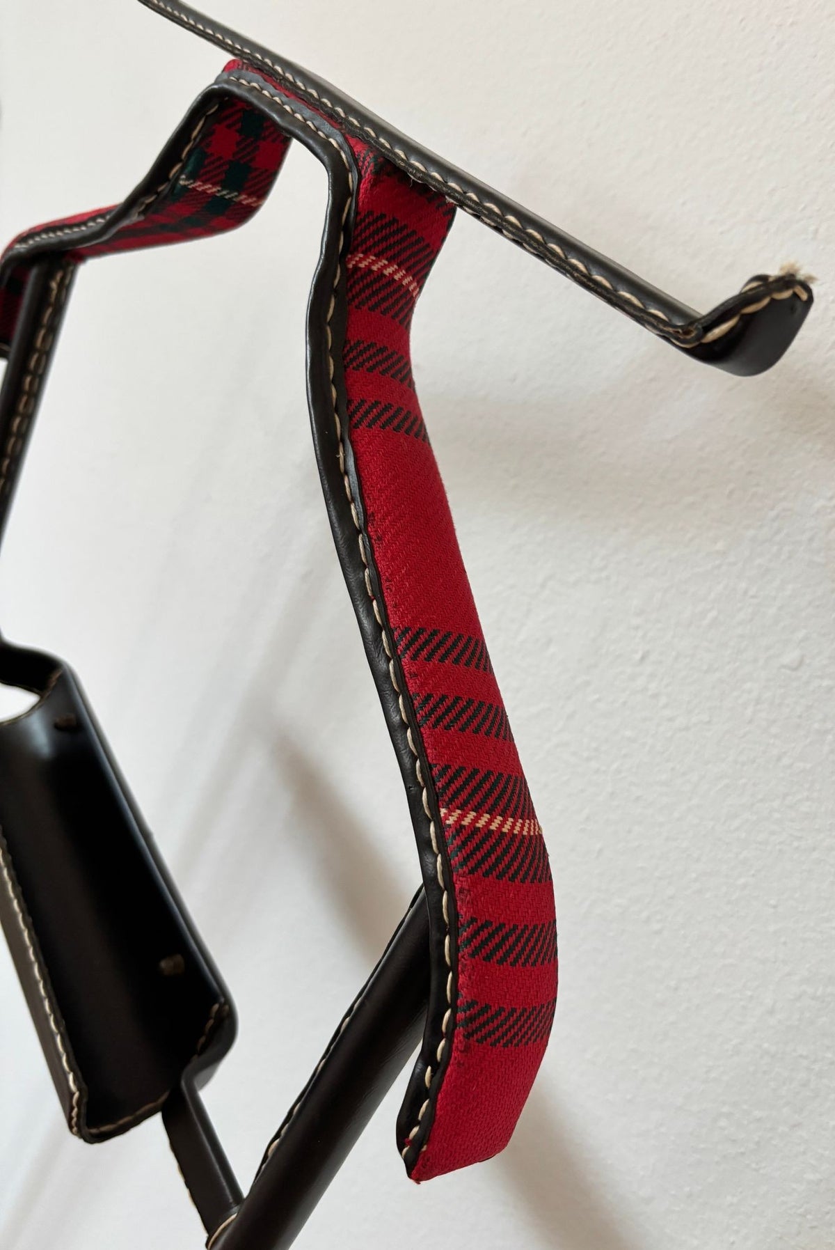 Jacques Adnet Valet Leather Wrapped with Original Tartan Plaid