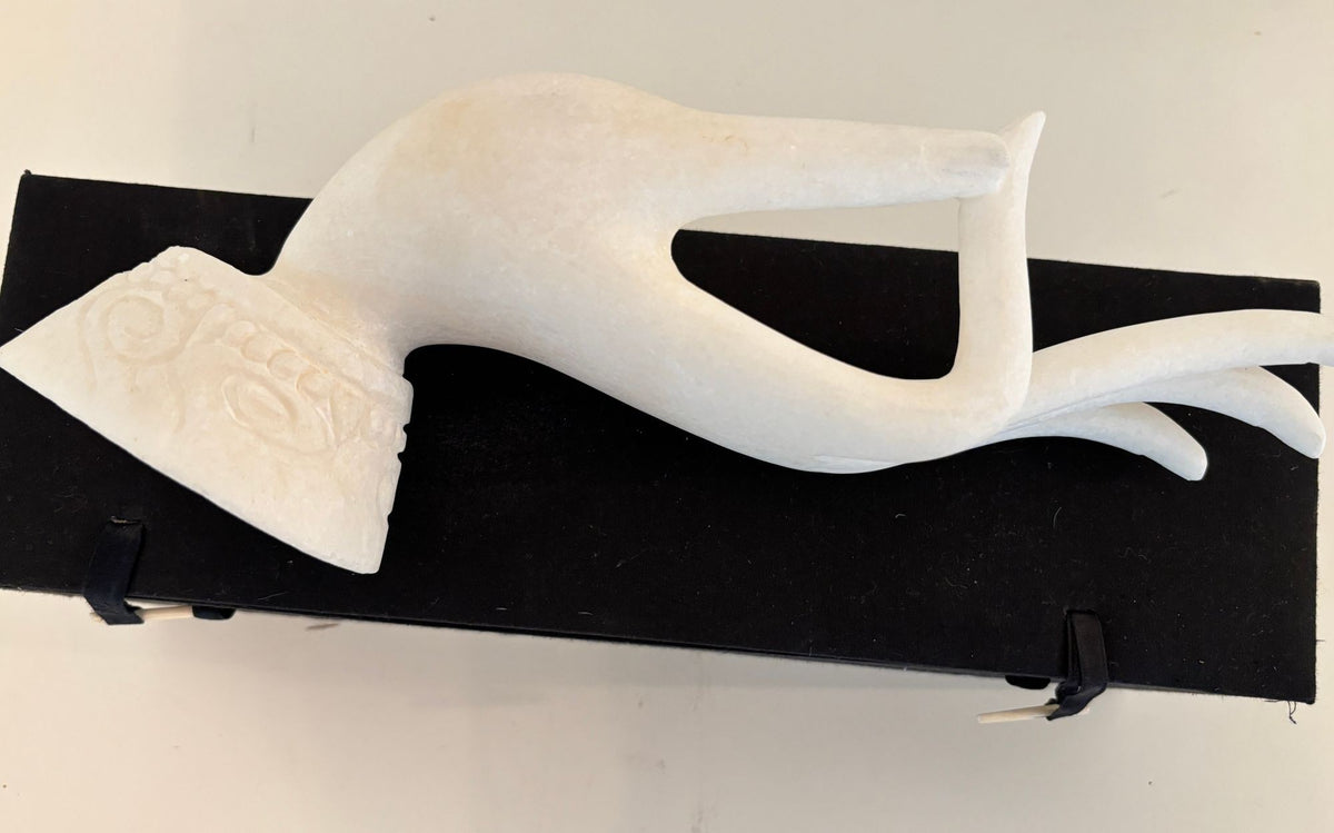Vintage Alabaster Gyan Mudra Buddha Meditation Hand Sculpture in Box