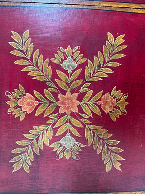 Moroccan Hand Painted Decorative Storage Trunk Chest Side Table