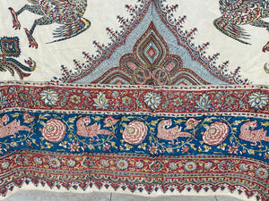 Large Isfahan Ghalamkar Persian Paisley Textile Block Printed 1950s