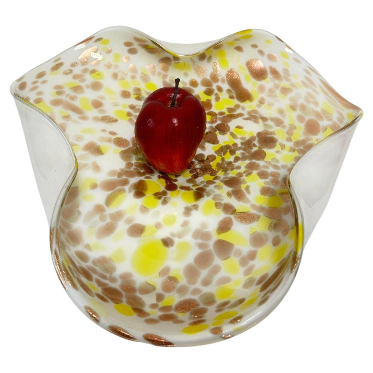 Large Murano Gold Aventurine Art Glass Bowl Flower Form Italy 1950s — additional view 3