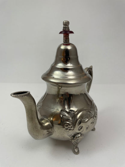Vintage Moroccan Silver Plated Tea Pot, Handcrafted Islamic Style