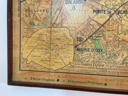 Vintage Paris Metro Map Print, Framed Mid-20th Century Artwork — additional view 14