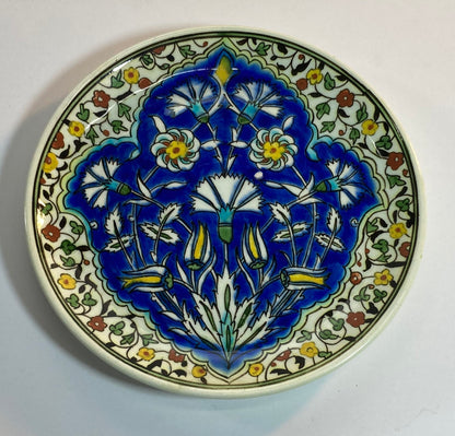 Vintage Turkish Iznik Style Polychrome Floral Ceramic Wall Plate, 1950s