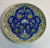 Turkish Ceramic Plate with Hand-painted Iznik Floral Design 1950s