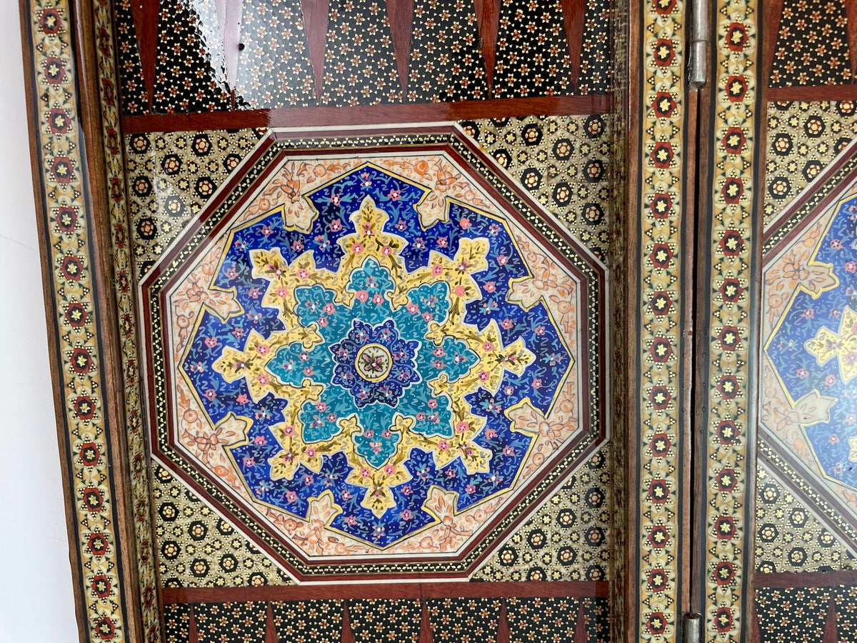 Moorish Persian Inlaid Micro Mosaic Backgammon and Chess Board
