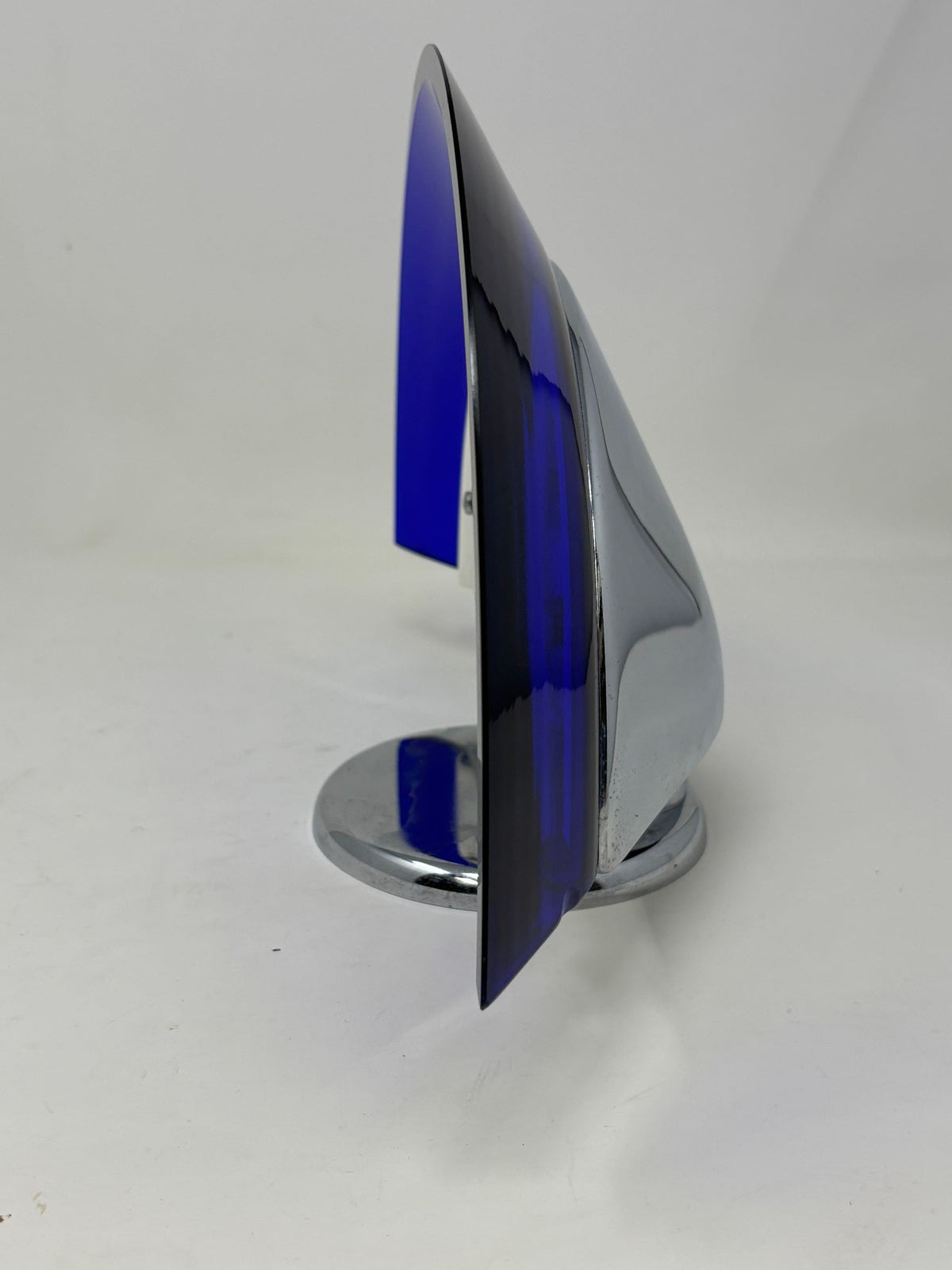 Postmodern Italian Cobalt Blue Murano Glass & Chrome Wall Sconce, 1980s 1 of 7