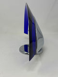 Postmodern Italian Cobalt Blue Murano Glass & Chrome Wall Sconce, 1980s 1 of 7