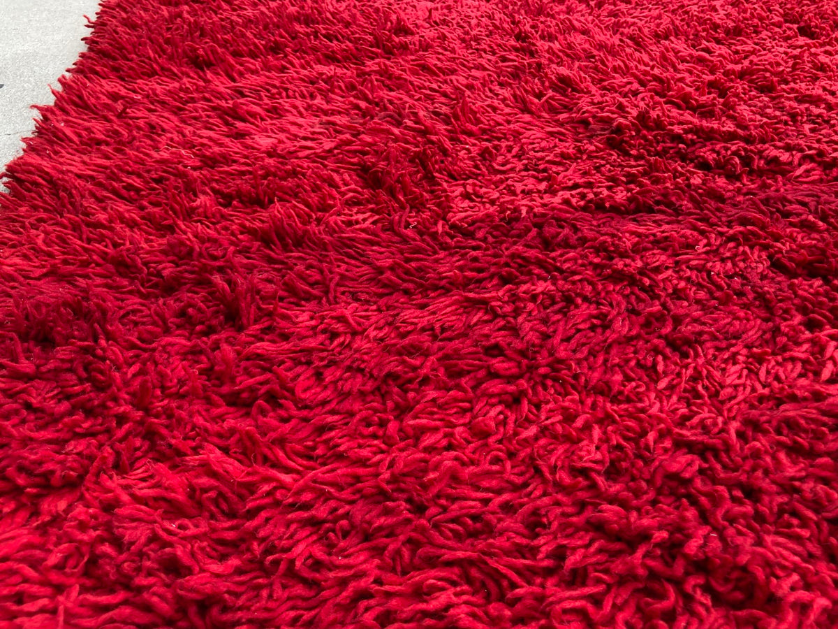 Vintage Moroccan Berber "Bed of Roses" Red Wool Rug, Handwoven, 1960s