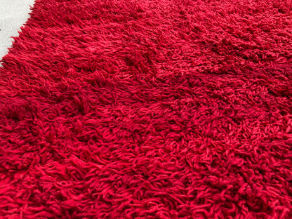 Vintage Moroccan Berber "Bed of Roses" Red Wool Rug, Handwoven, 1960s