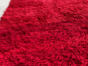 Vintage Red Ethnic Moroccan Fluffy Rug Bed of Roses