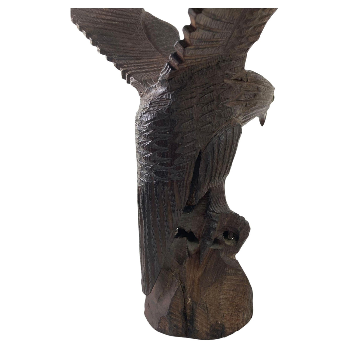 1960s Large Hand-carved Iron Wood American Bald Eagle Art Sculpture — United States