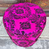 Moroccan Art Deco Boho Style Pouf in Hot Fuchsia Color