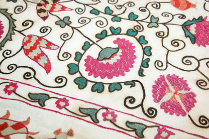 19th C. Suzani Bukhara Uzbekistan Antique Embroidered Islamic Art Textile Susani