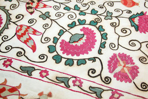 19th C. Suzani Bukhara Uzbekistan Antique Embroidered Islamic Art Textile Susani