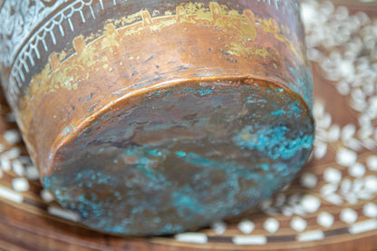 Antique Middle Eastern Islamic Copper Vase with Handles