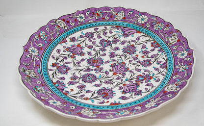 Turkish Kütahya Pottery Hand Painted Wall Hanging Plate with Iznik Pattern 1950s — additional view 14
