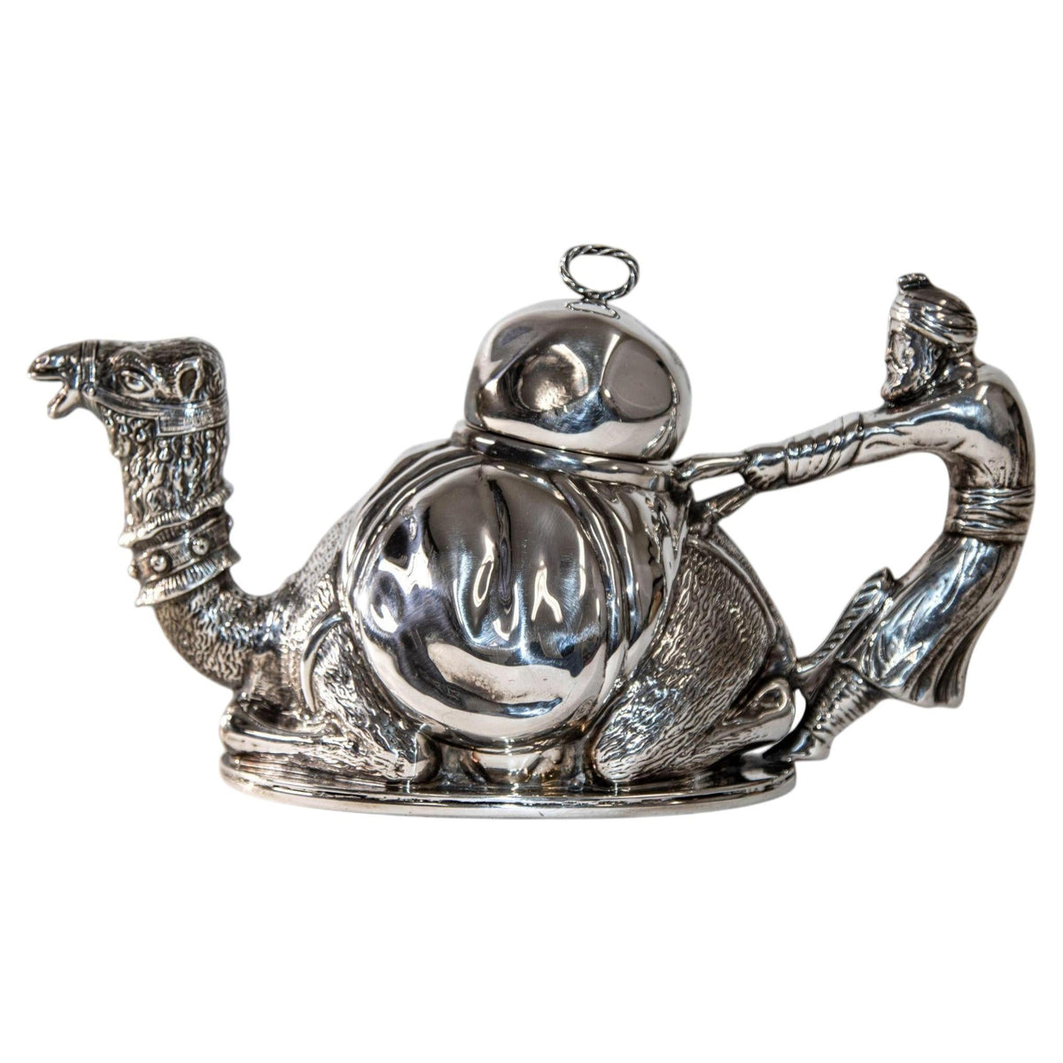 Camel Form "Karawan" Silver-Plated Teapot by Mariage Freres Paris France — detail view 6