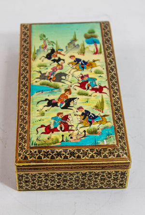 Fine Antique Micro Mosaic Indo Persian Moorish Inlaid Trinket Box
