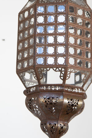 Handcrafted Moroccan Lantern with Clear Glass and Moorish Metal Filigree