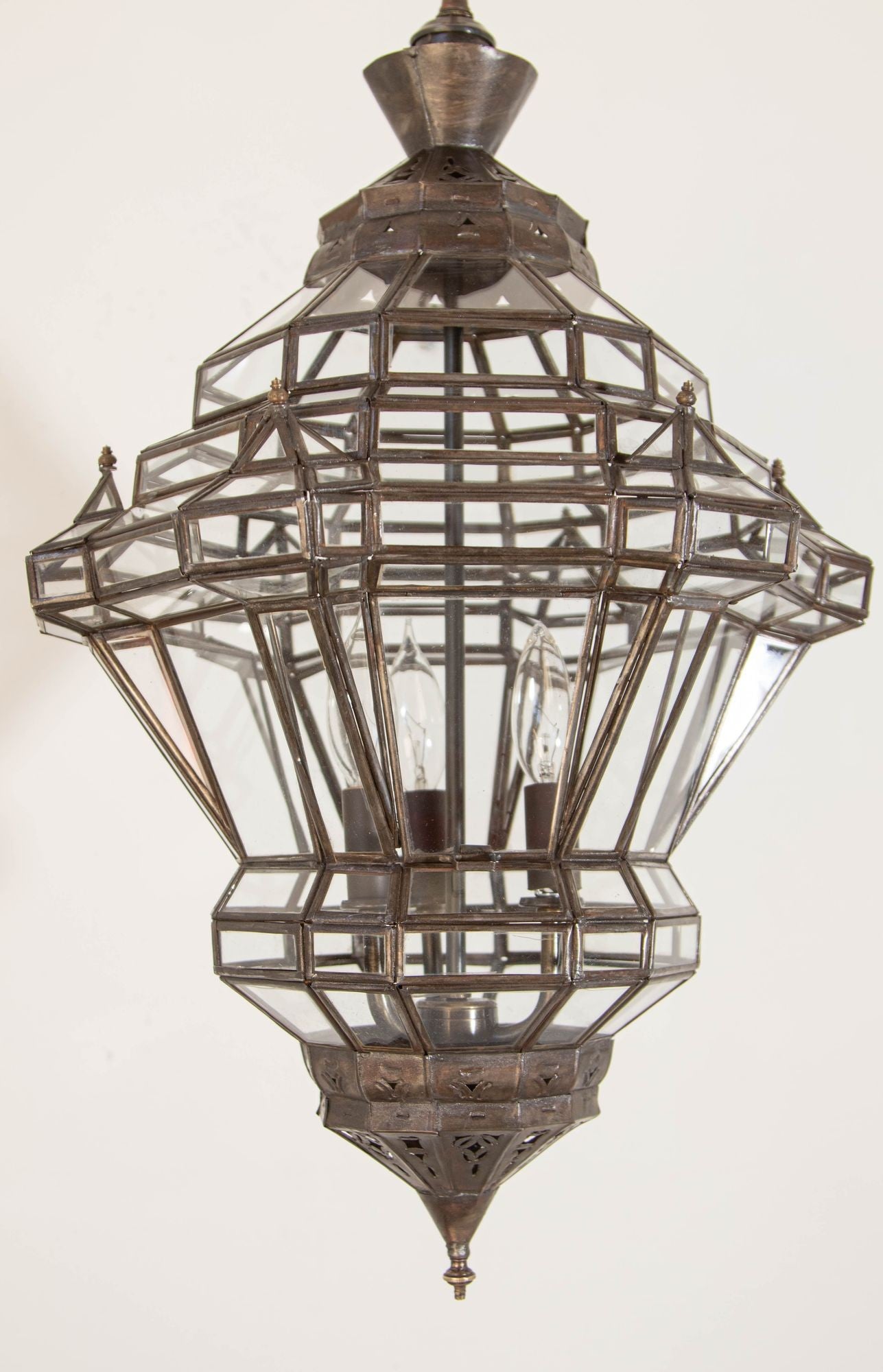 Vintage Moroccan Clear Glass Lantern Moorish Granada Spanish Style