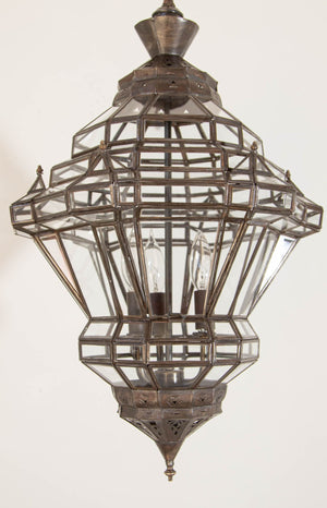 Vintage Moroccan Clear Glass Lantern Moorish Granada Spanish Style