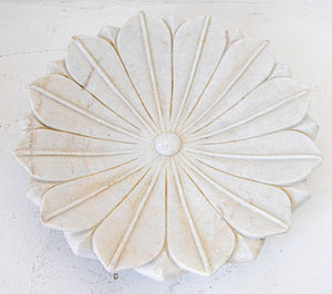 White Marble Open Lotus Flower Shape Large Blow Hand-Carved in India Raj Mughal