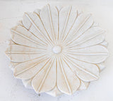 White Marble Open Lotus Flower Shape Large Blow Hand-Carved in India Raj Mughal