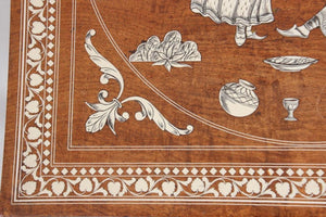 Anglo Indian Mughal Teak Inlaid Square Side Table