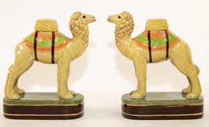 Vintage Porcelain Camel Sculptures Figurines Bookends