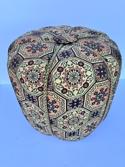 Moroccan Pouf Upholstered in Moorish Textile Fabric Stool