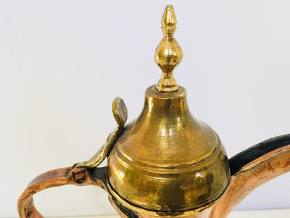 Antique Dallah Coffee Pot, Hand-Hammered Copper & Brass, Oman, 1890