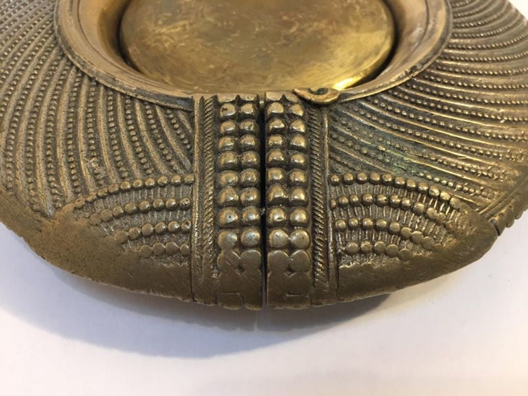 Antique Indian Dhokra Tribal Brass Anklet Repurposed as Catchall, circa 1920