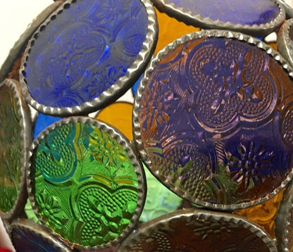 Handcrafted Moroccan Moorish Glass Orb Lantern with Multi-Color Glass
