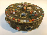 Large Vintage Agate Inlaid Moorish Wedding Jewelry Dressing Box