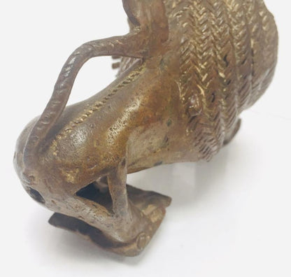 Vintage West African Cast-Brass Mythical Lion Folk Art Sculpture, circa 1960