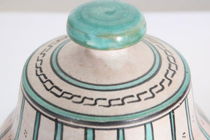 Moorish Ceramic Glazed Covered Urn Handcrafted in Fez Morocco