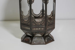 Moroccan Metal and Clear Glass Candle Lantern