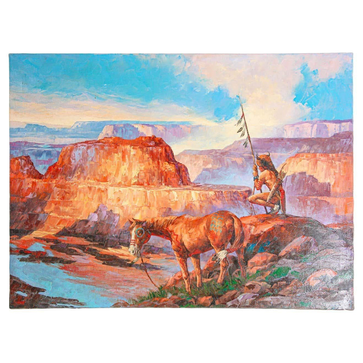 Native American Hunter with his Mustang Oil Painting — additional view 13