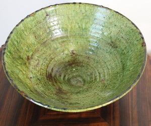 Moroccan Berber Tamgroute Terracotta Green Glazed Bowl