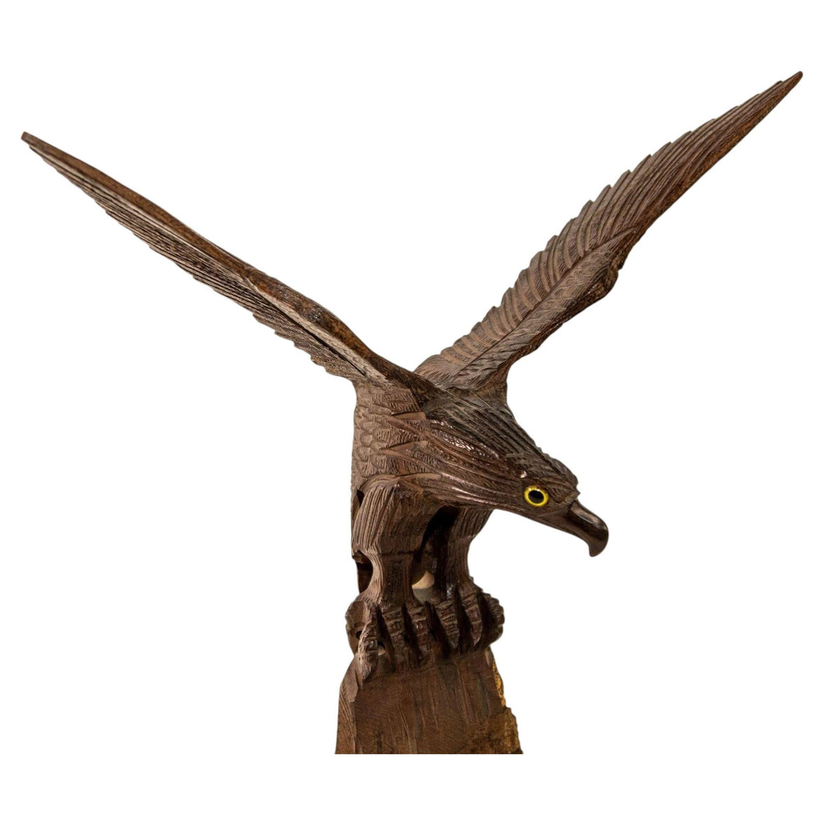 1960s Large Hand-carved Iron Wood American Bald Eagle Art Sculpture — United States