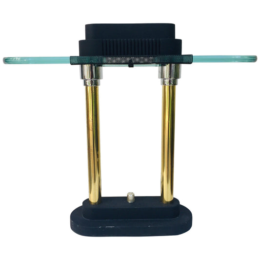 Postmodern Black & Brass Halogen Desk Lamp Inspired by Sonneman