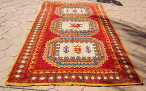 1960s Vintage Orange Moroccan Berber Rug